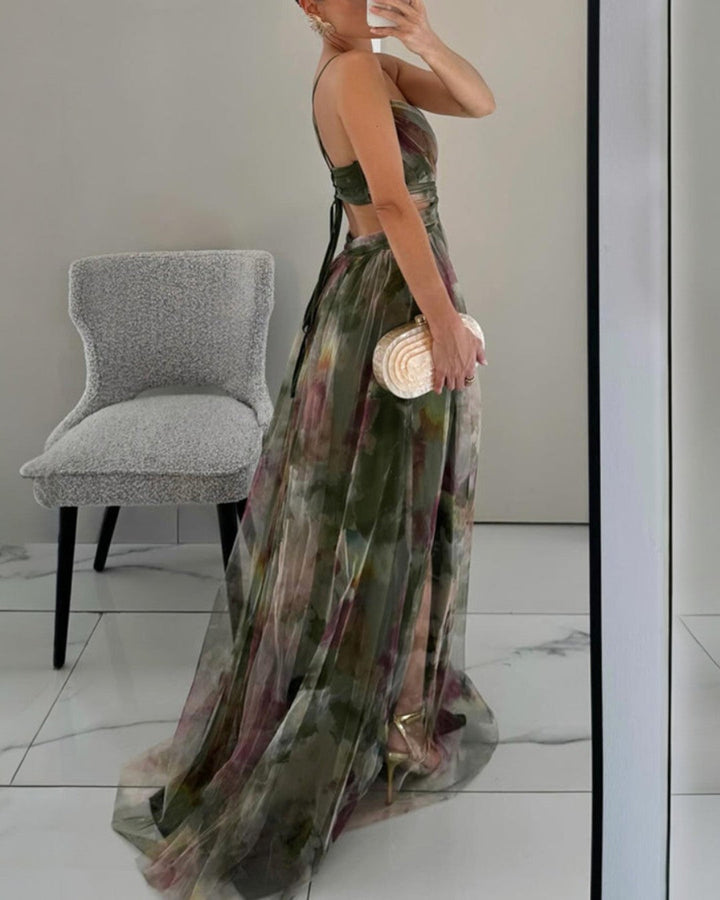 Giselle | Žavinga Ilga Suknelė su Gėlių Raštais