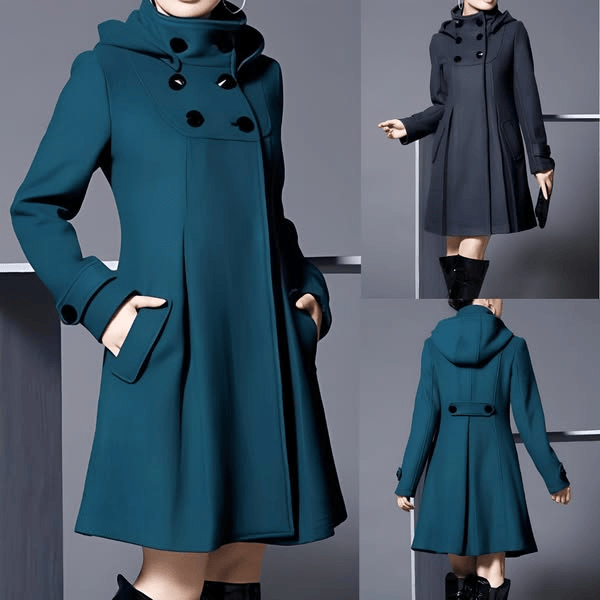 Solvara™ - Elegantiška striukė su dvigubomis kišenėmis ir gobtuvu