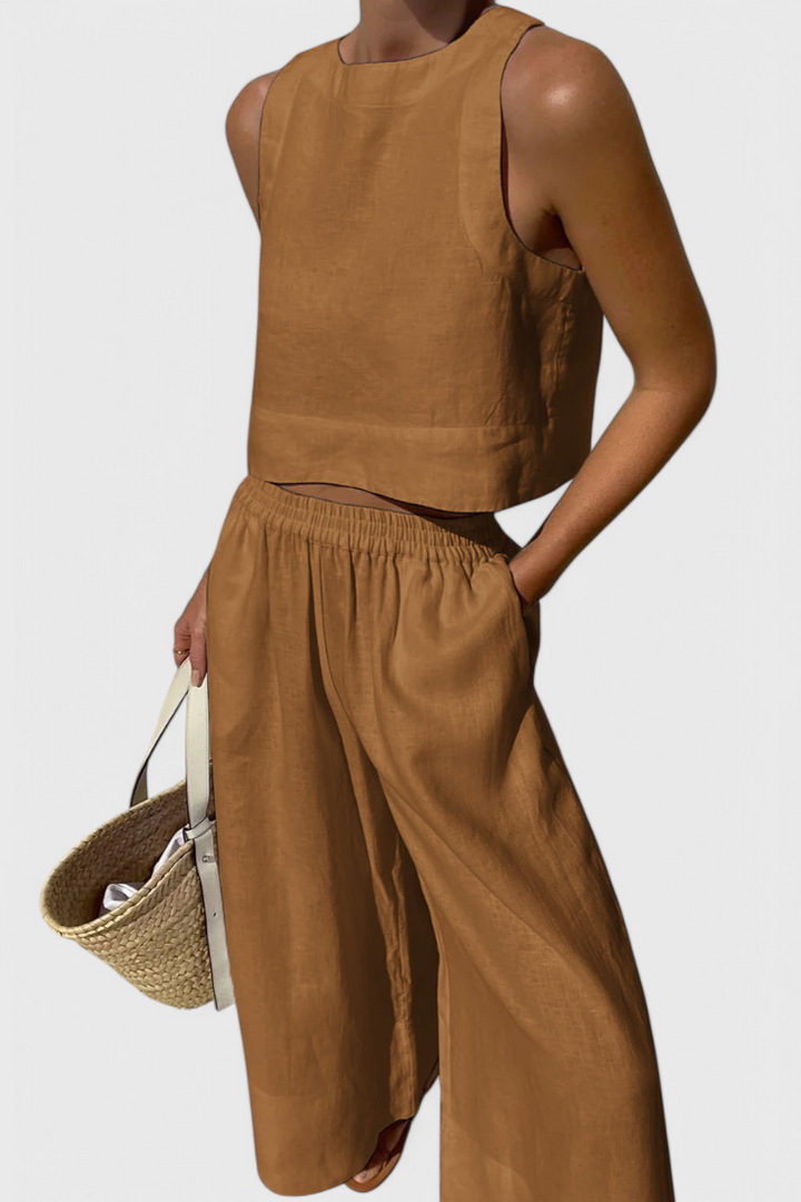 Avelina Minimalizmo Komplektas Iš Lengvos Medvilnės ir Lino