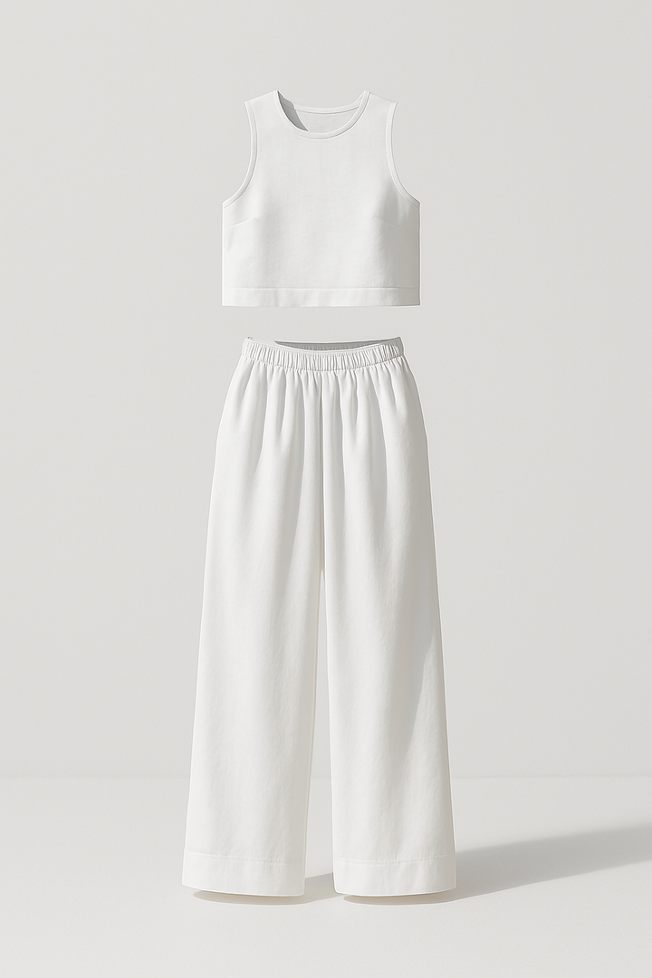 Avelina Minimalizmo Komplektas Iš Lengvos Medvilnės ir Lino