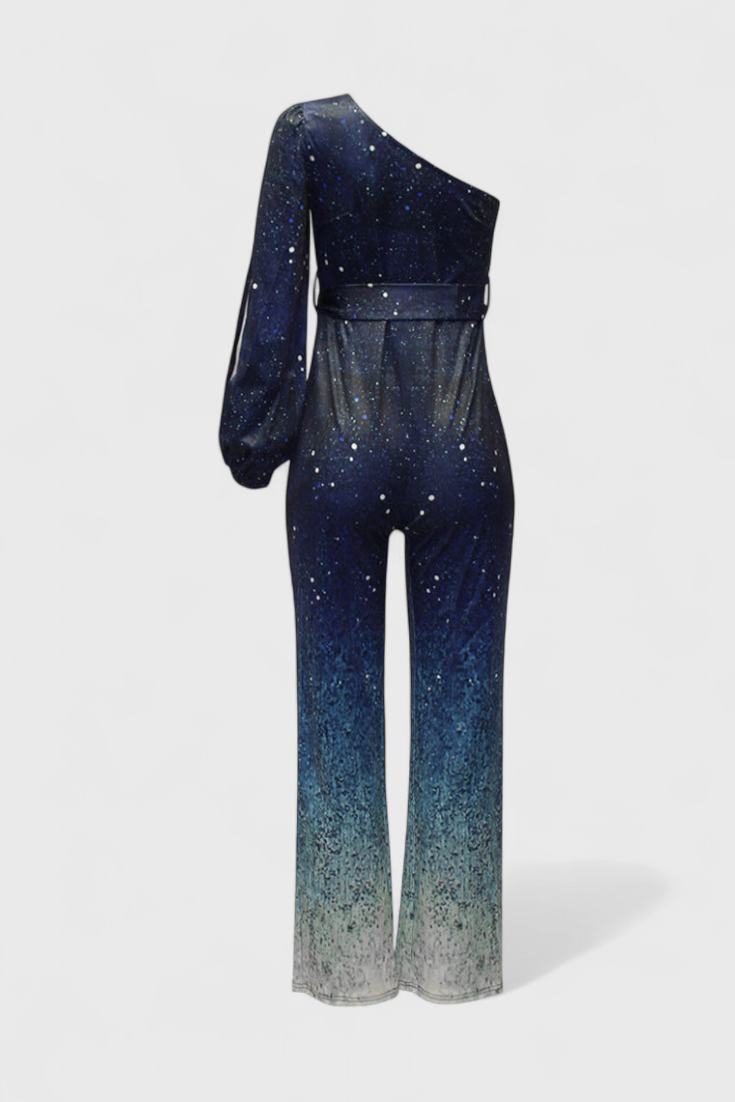 Cintia Mono Asimetrinė su Blizgučiais Perėjimu Spalvose