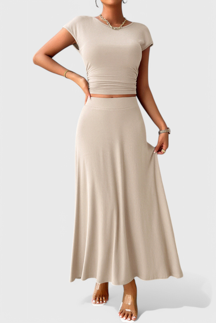 Anastasia Trumpas Raukšlėtas Topas & Sklandūs Ilgi Sijonai