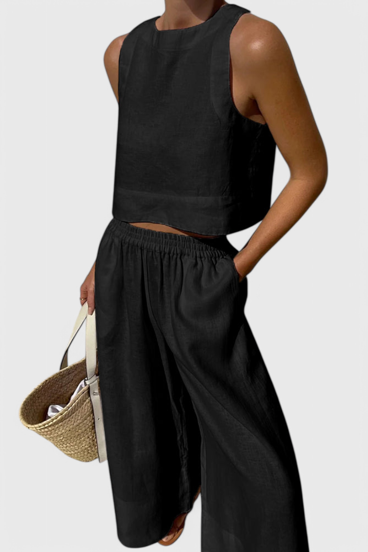 Avelina Minimalizmo Komplektas Iš Lengvos Medvilnės ir Lino