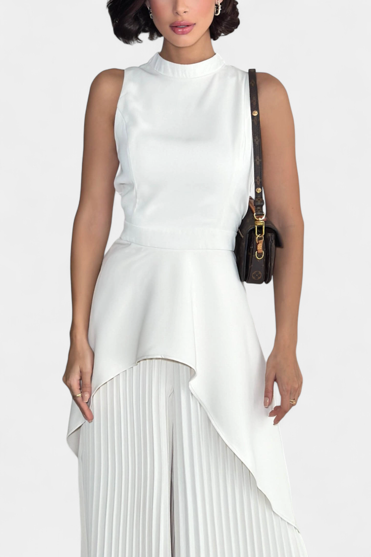 Chrysoula Asimetrinis Komplektas su Plisuotomis Kelnėmis