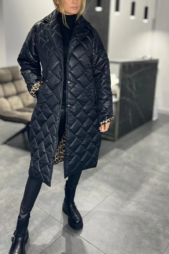 Ofira™ – Apverčiamas paltas su leopardų pamušalu