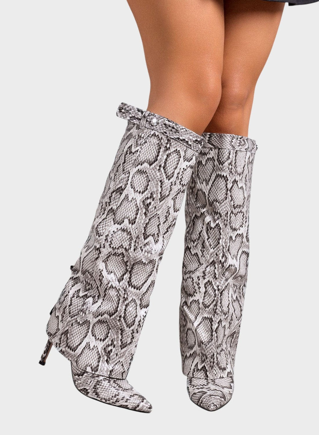 Katarína  ｜ Aukšti batai su gyvūnų raštu ir plona pakulne